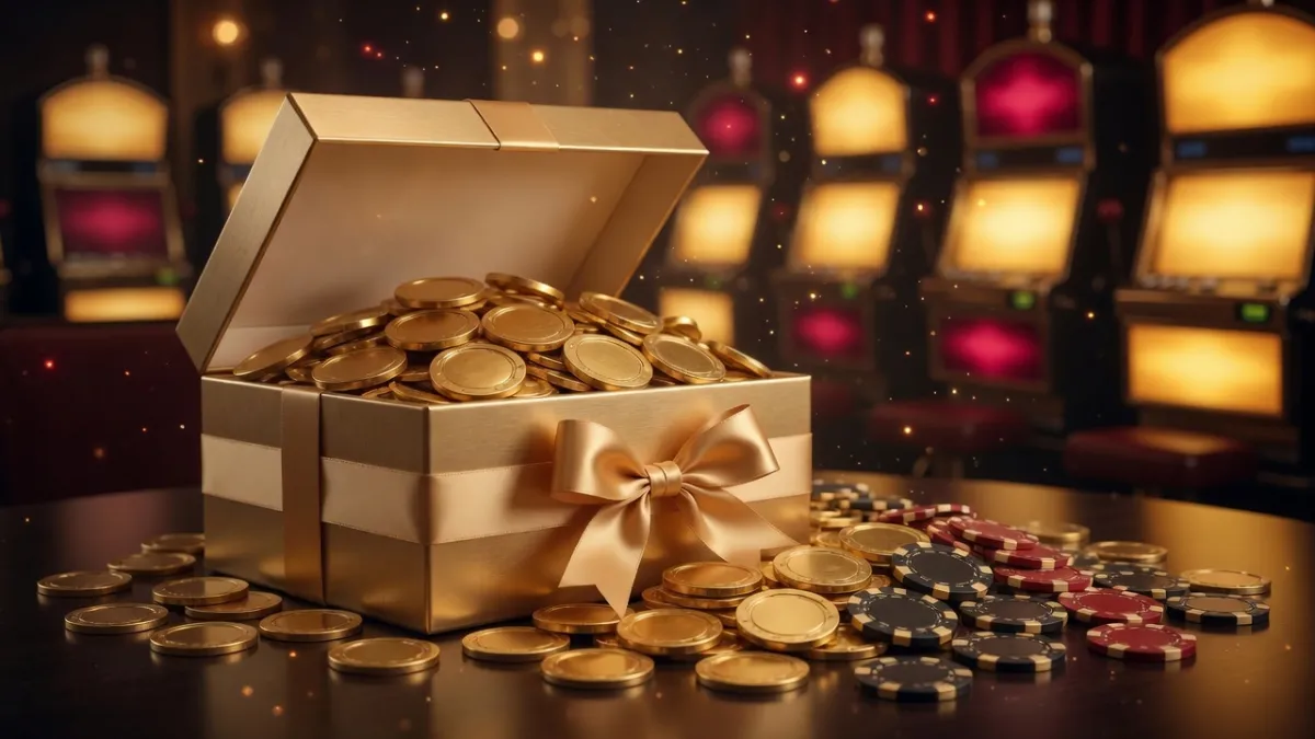 Gold coins and sparkling light – a bonus at an online casino